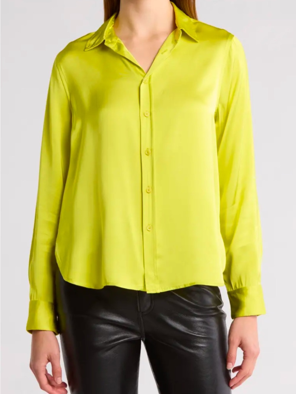 Jason Wu Neon Lime Satin Button-Down Shirt